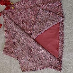 NEW Skirt Faux Wrap Pink Tweed Fringe Womens Banana Republic Side Zip Lined sz 4